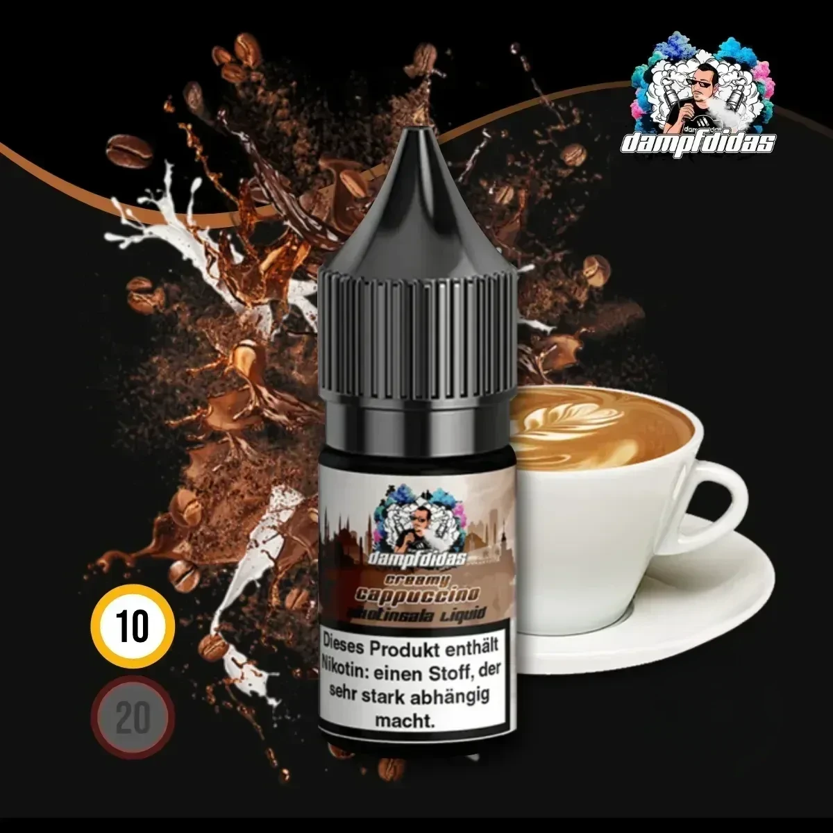 DAMPFDIDAS Creamy Cappucino Nikotinsalz Liquid - 10 ml