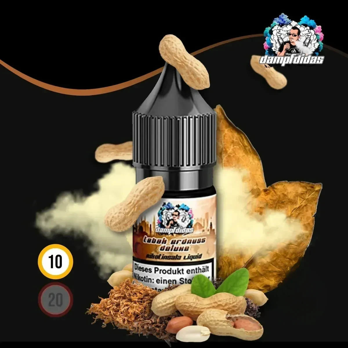 DAMPFDIDAS Tabak Erdnuss Deluxe Nikotinsalz Liquid - 10 ml