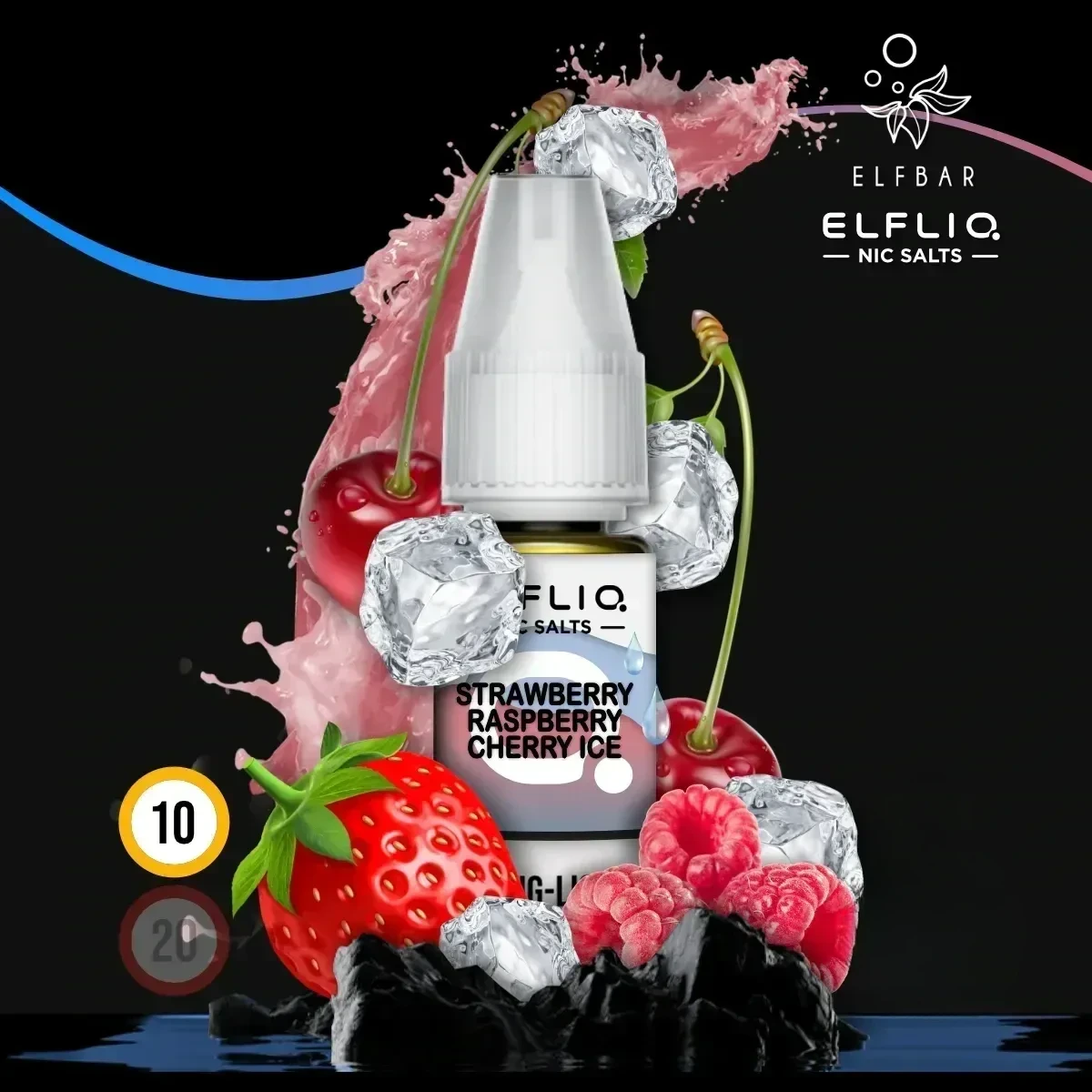 ELFLIQ by Elfbar Strawberry Raspberry Cherry Ice Nikotinsalz Liquid - 10 ml