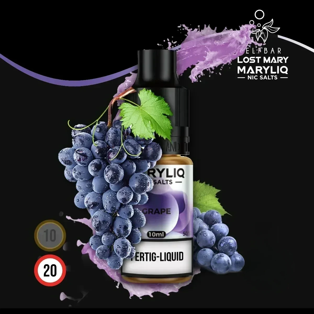 MARYLIQ by Lost Mary Nikotinsalz Liquid Grape - 10 ml