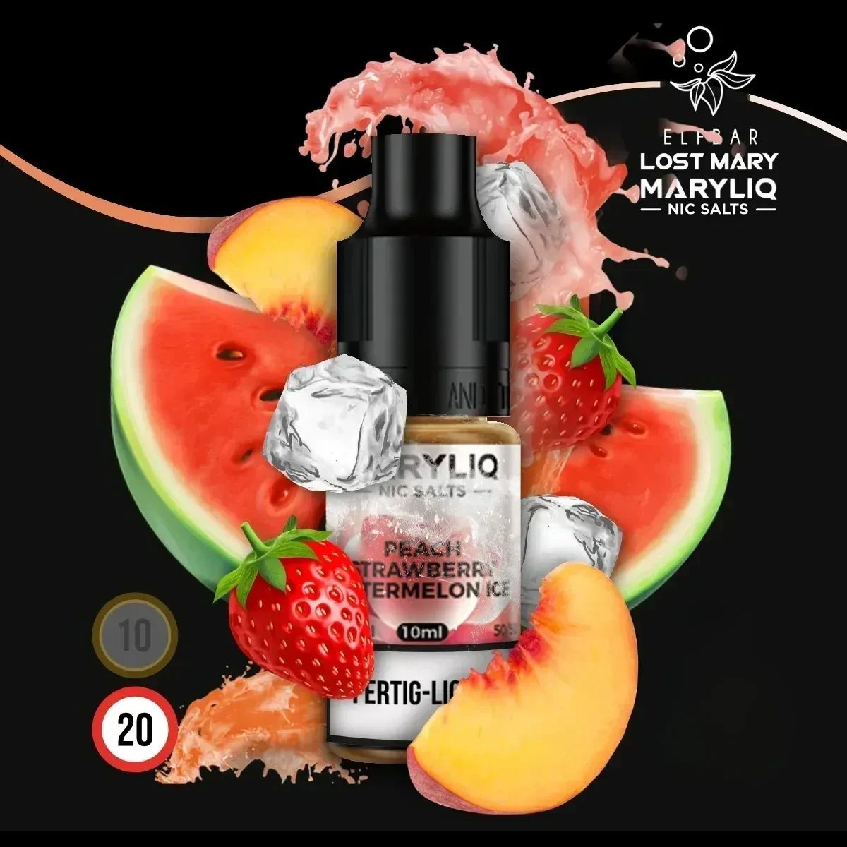 MARYLIQ by Lost Mary Nikotinsalz Liquid Peach Strawberry Watermelon Ice - 10 ml