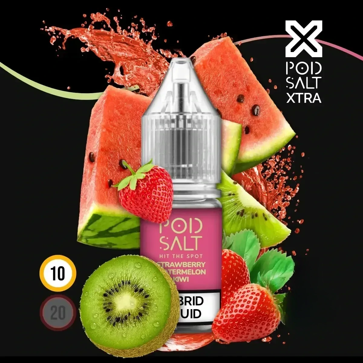 POD SALT XTRA Strawberry Watermelon Kiwi Liquid - 10 ml