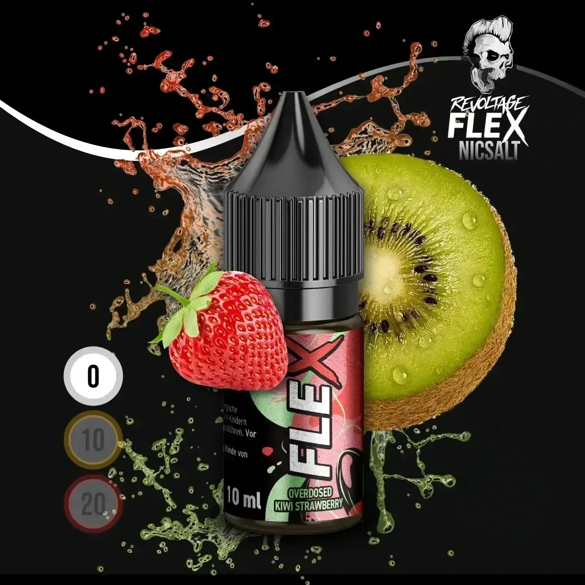 REVOLTAGE FLEX Overdosed Nikotinsalz Liquid Kiwi Strawberry - 10 ml
