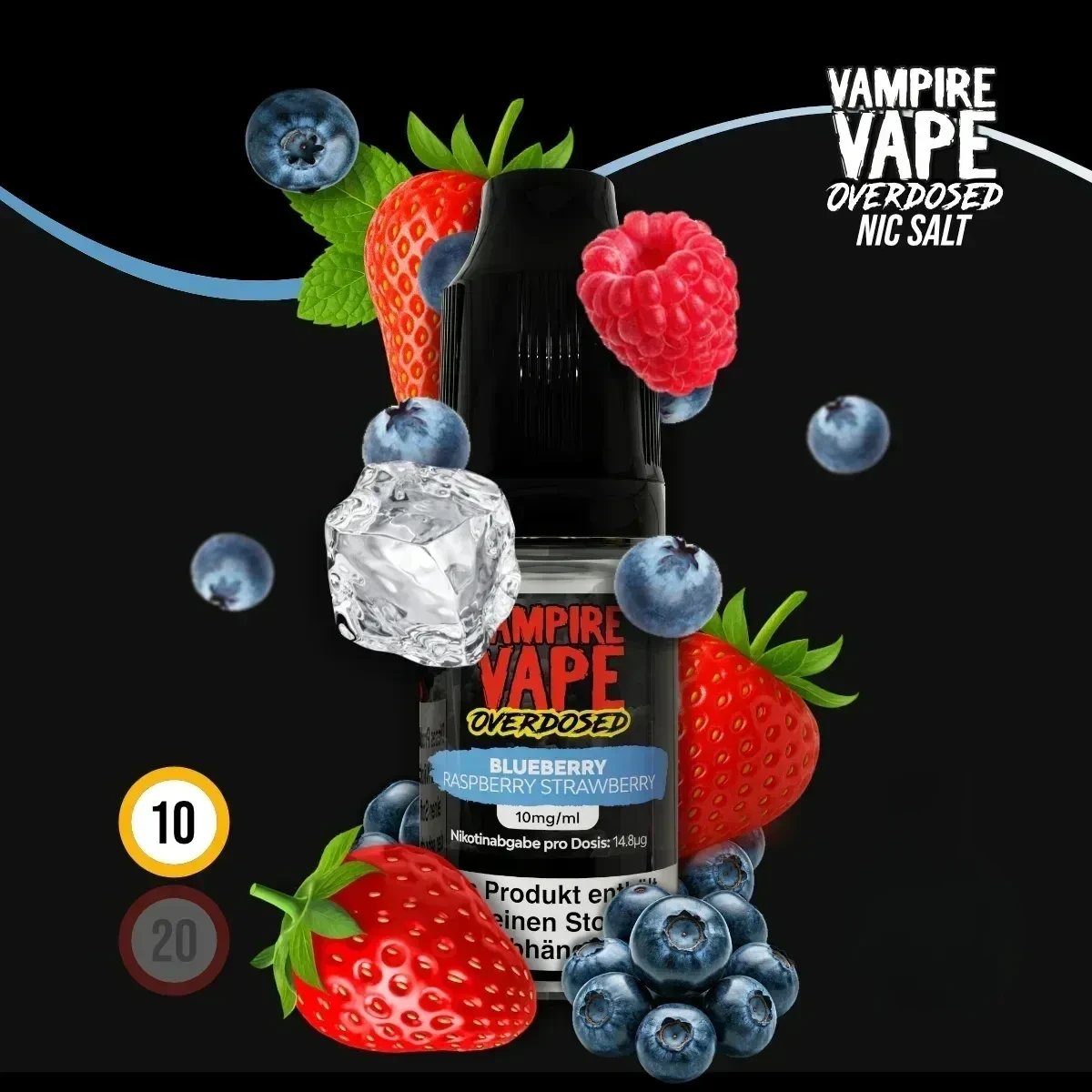 VAMPIRE VAPE Overdosed Blueberry Raspberry Strawberry Nikotinsalz Liquid - 10 ml