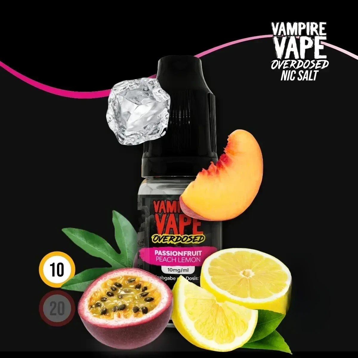 VAMPIRE VAPE Overdosed Passionfruit Peach Lemon Nikotinsalz Liquid - 10 ml