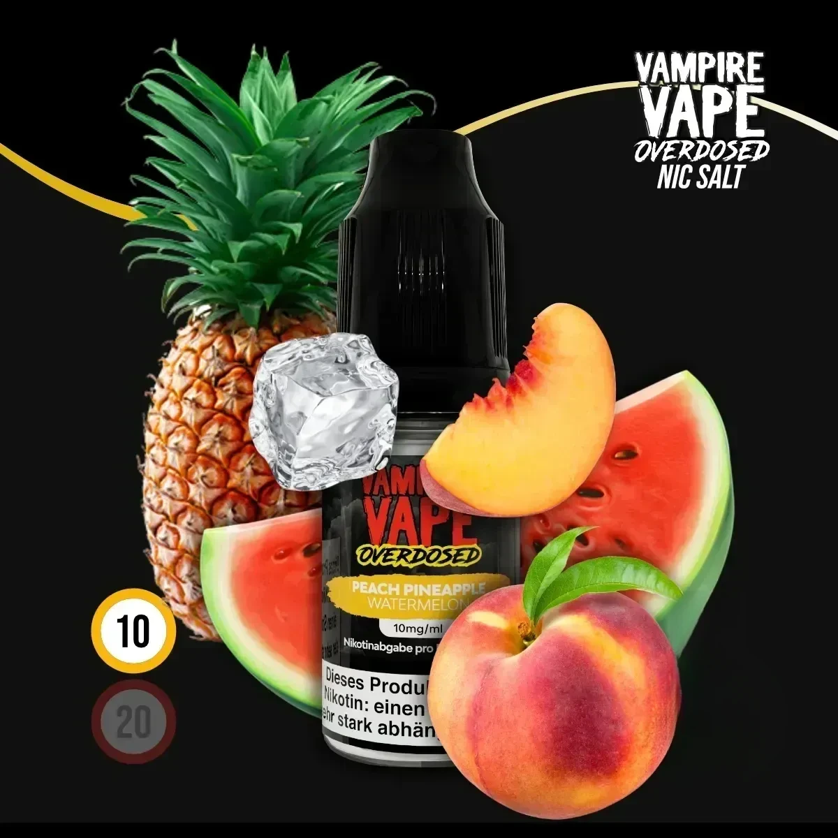 VAMPIRE VAPE Overdosed Pineapple Peach Watermelon Nikotinsalz Liquid - 10 ml