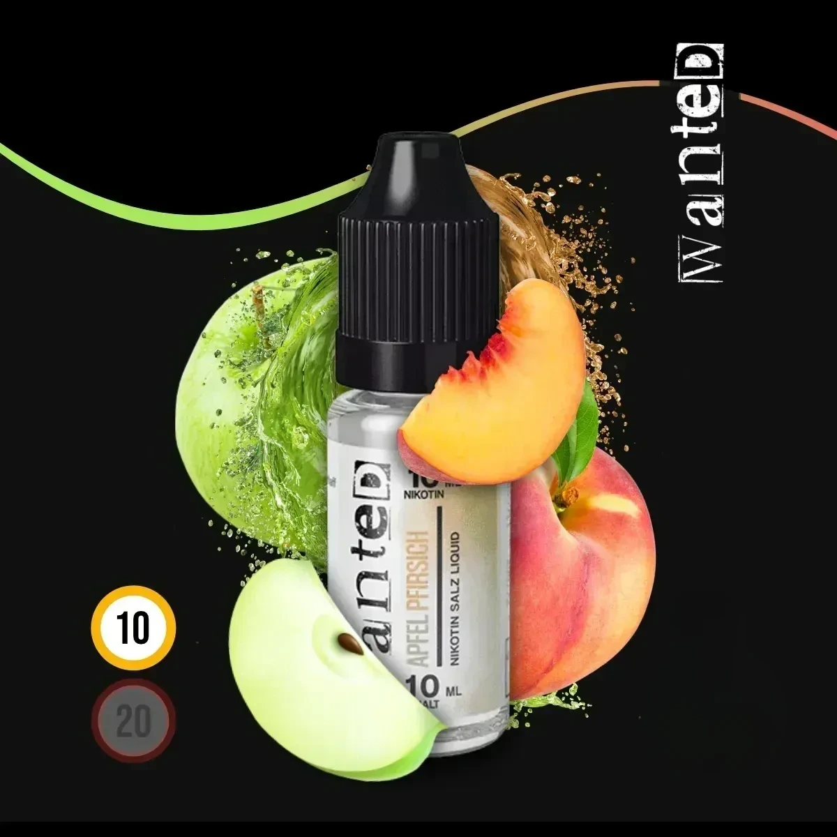 WANTED Overdosed Apfel Pfirsich Nikotinsalz-Liquid - 10 ml