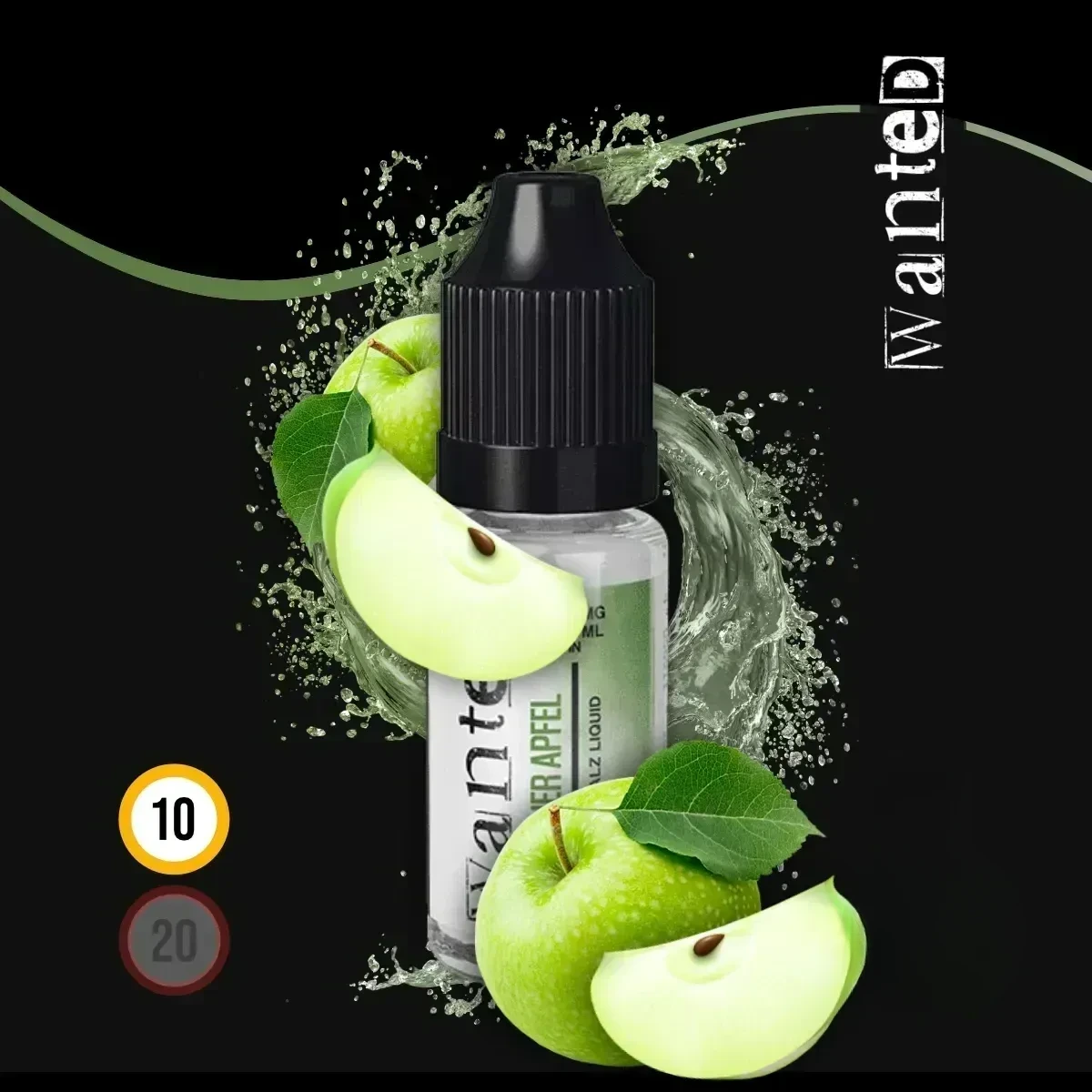 WANTED Overdosed Grüner Apfel Nikotinsalz-Liquid - 10 ml