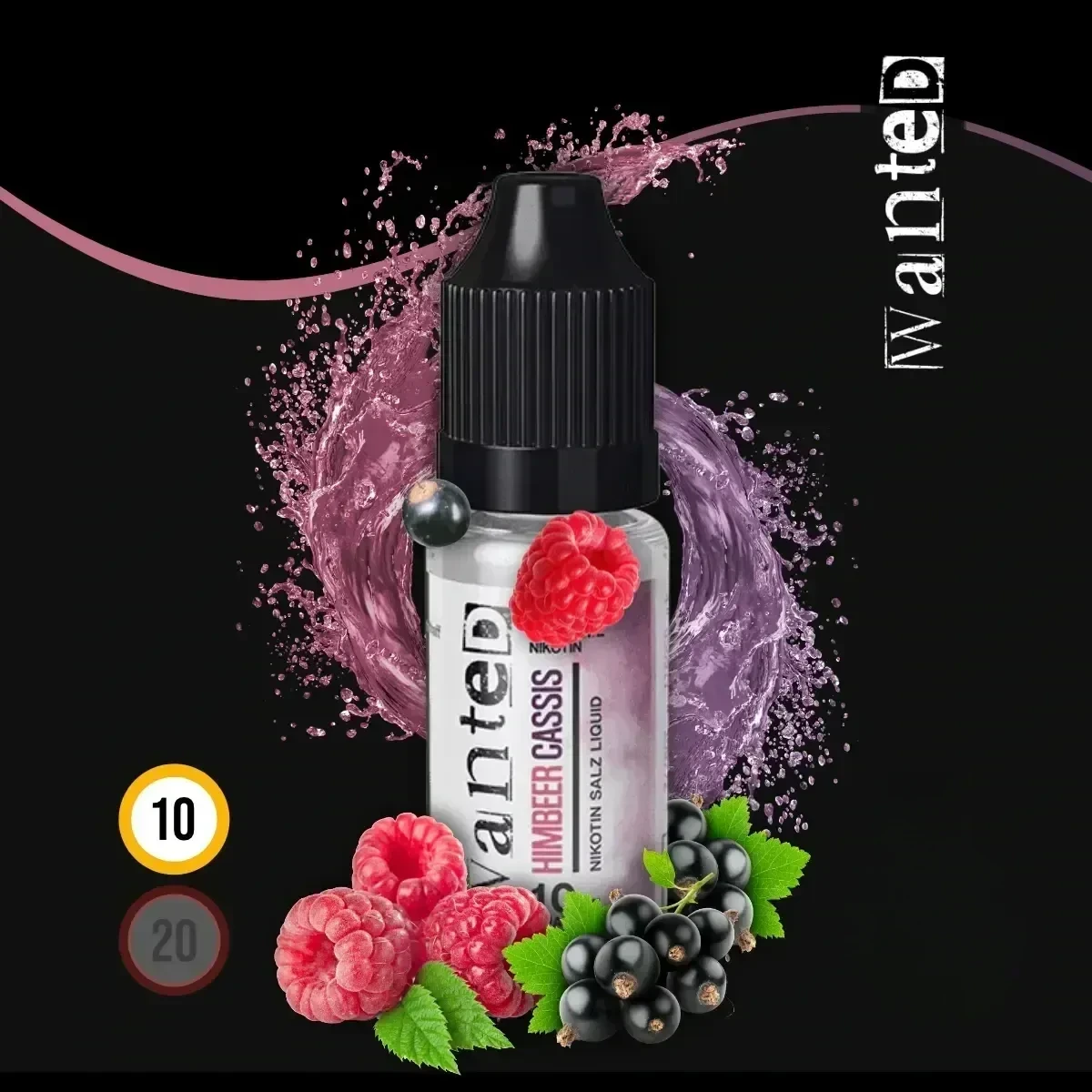 WANTED Overdosed Himbeer Cassis Nikotinsalz-Liquid - 10 ml